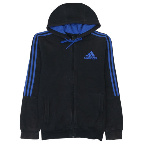 Adidas Men's Black Blue Full Zip Hoodie Size M Athletic Fit