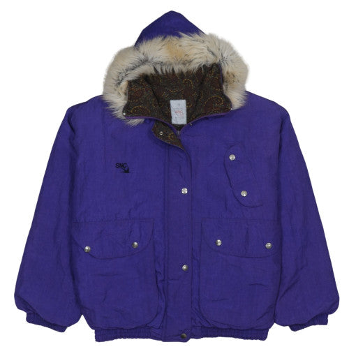 SNC Women’s Purple Hooded Fur Trim Ski Parka Jacket Size 12