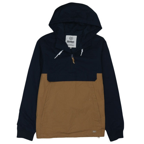 Bizzbee Mens Blue Brown Hooded Anorak Jacket Size M Casual