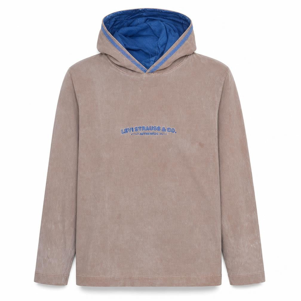 Front view of Levi's Men's Brown Pullover Hoodie XL Vintage Logo Cotton Sweatshirt