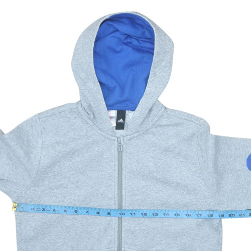 Adidas Boys Grey Full Zip Hoodie 13-14 Years L Logo Sportswear