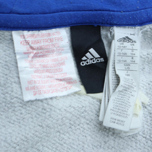 Adidas Boys Grey Full Zip Hoodie 13-14 Years L Logo Sportswear