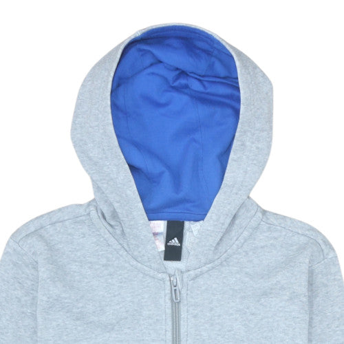 Adidas Boys Grey Full Zip Hoodie 13-14 Years L Logo Sportswear