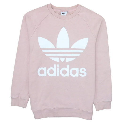 Adidas Womens Pink Crew Neck Logo Pullover Sweatshirt Size 10