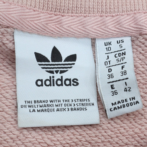 Adidas Womens Pink Crew Neck Logo Pullover Sweatshirt Size 10