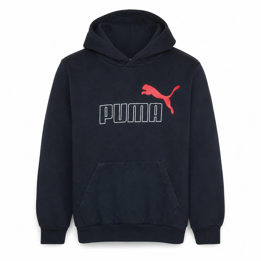 Front view of Puma Men's Black Pullover Hoodie Small Logo Sportswear