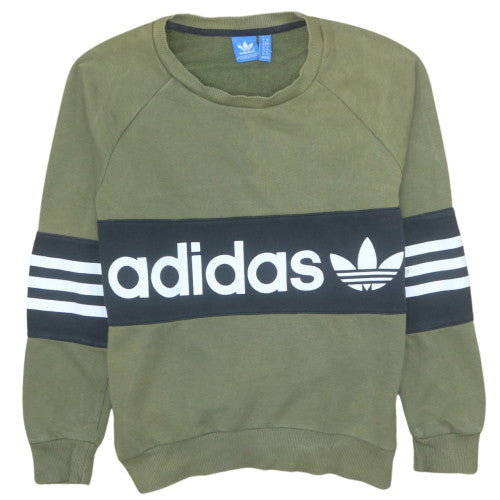 Adidas Women’s Khaki Crew Neck Sweatshirt Size 6 XS Logo Print