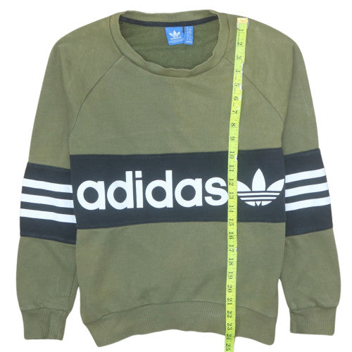 Adidas Women’s Khaki Crew Neck Sweatshirt Size 6 XS Logo Print