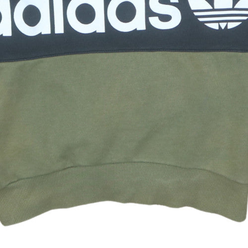 Adidas Women’s Khaki Crew Neck Sweatshirt Size 6 XS Logo Print