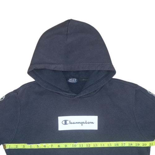 Champion Men's Blue Pullover Hoodie Medium Logo Sleeve Tape Style