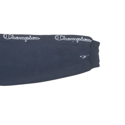 Champion Men's Blue Pullover Hoodie Medium Logo Sleeve Tape Style