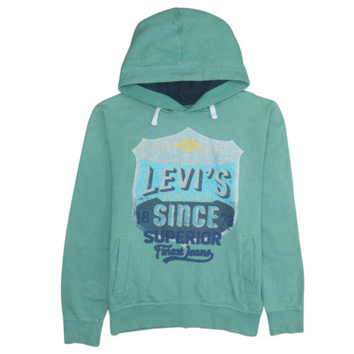 Levi's Womens Green Pullover Hoodie Cotton Size 16 Graphic Print