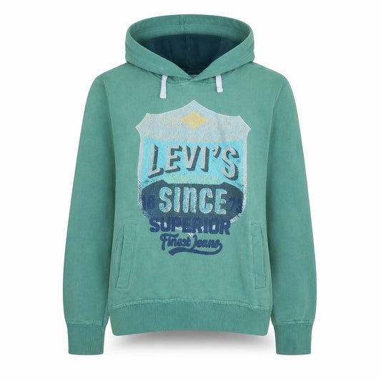 Levi's Womens Green Pullover Hoodie Cotton Size 16 Graphic Print