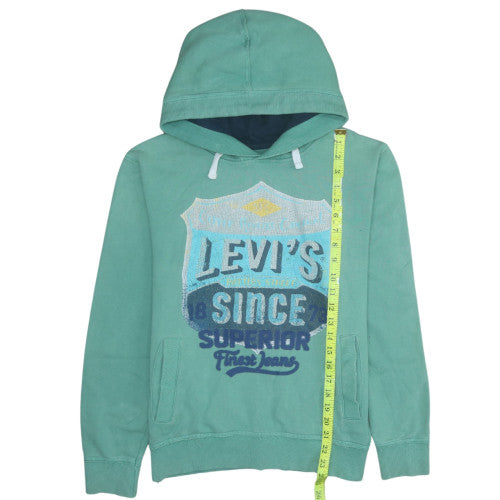 Levi's Womens Green Pullover Hoodie Cotton Size 16 Graphic Print