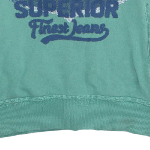 Levi's Womens Green Pullover Hoodie Cotton Size 16 Graphic Print