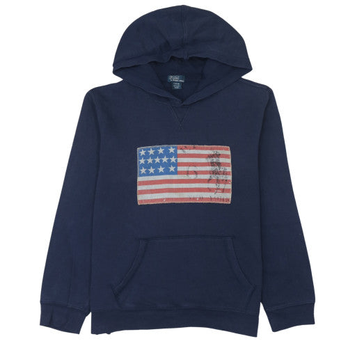 Polo Ralph Lauren Womens Navy Hoodie L (14-16) American Flag Print