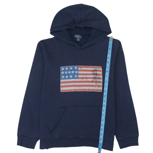 Polo Ralph Lauren Womens Navy Hoodie L (14-16) American Flag Print