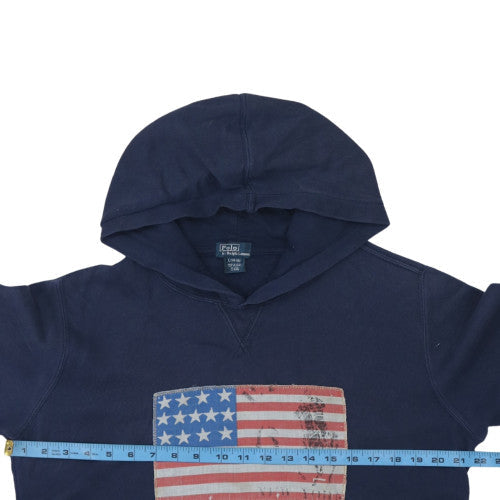 Polo Ralph Lauren Womens Navy Hoodie L (14-16) American Flag Print