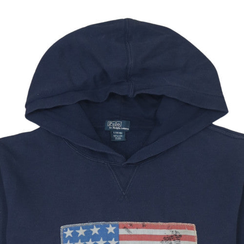 Polo Ralph Lauren Womens Navy Hoodie L (14-16) American Flag Print