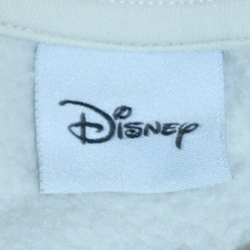 Disney Women Ivory Christmas Sweatshirt M Mickey Mouse Glitter Pullover