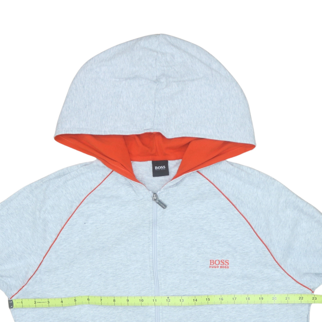 Hugo Boss Men Grey Full Zip Hoodie Size L Cotton Regular Fit