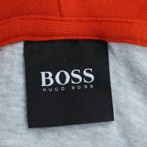 Hugo Boss Men Grey Full Zip Hoodie Size L Cotton Regular Fit