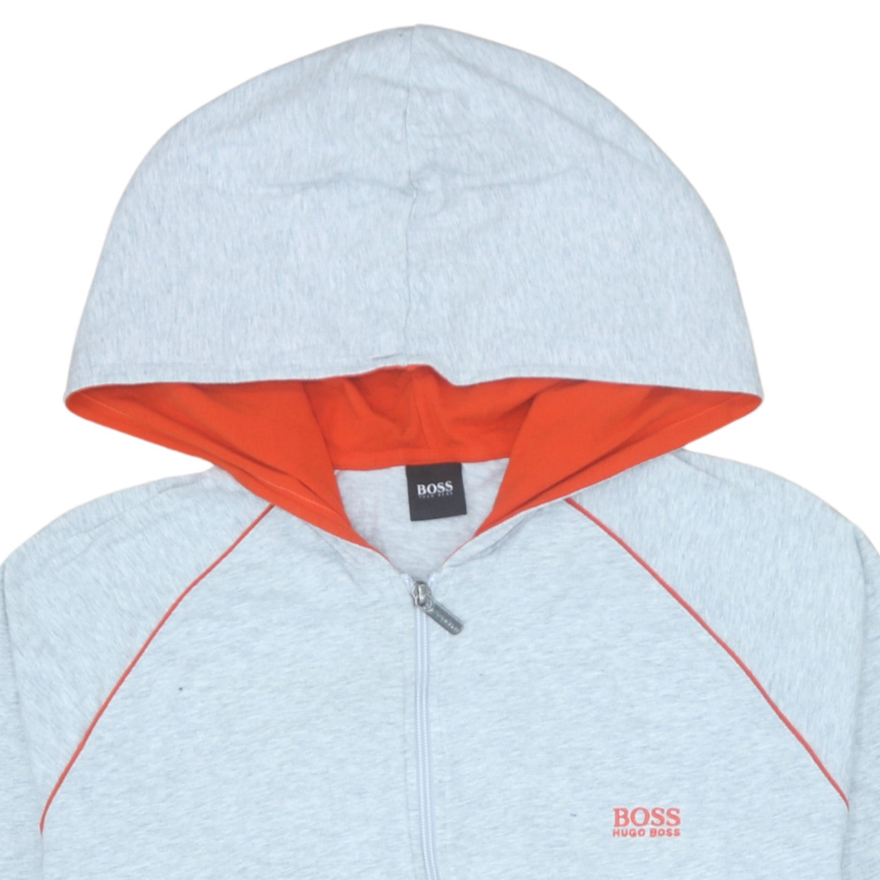 Hugo Boss Men Grey Full Zip Hoodie Size L Cotton Regular Fit