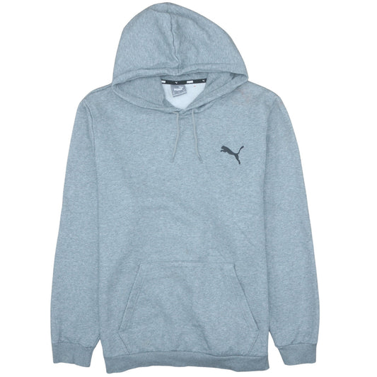 Puma Men's Grey Pullover Hoodie 2XL Regular Fit Logo Fleece Sweatshirt