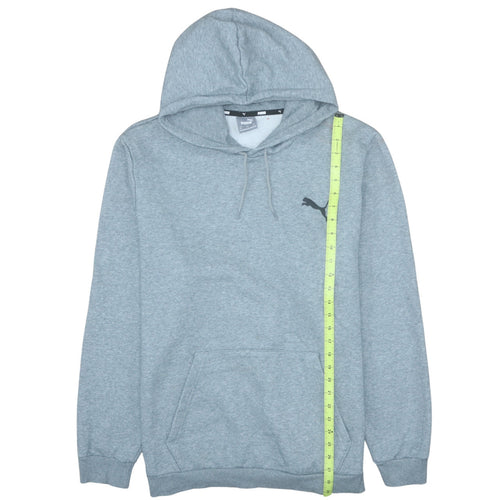 Puma Men's Grey Pullover Hoodie 2XL Regular Fit Logo Fleece Sweatshirt