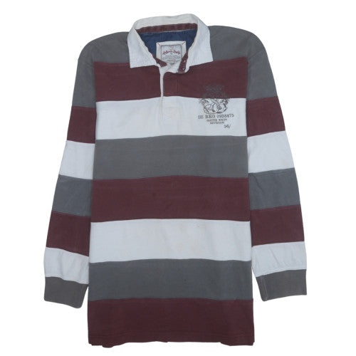 TU Men's Multicoloured Striped Rugby Sweatshirt 2XL Cotton