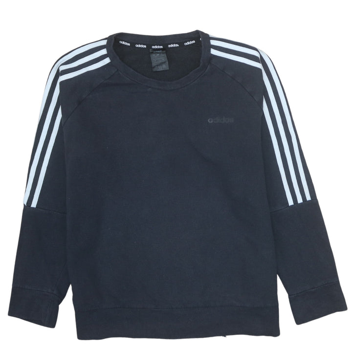 Adidas Women Black Crew Neck Long Sleeve Pullover Sweatshirt Size 14