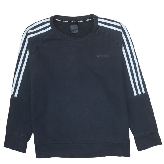 Adidas Women Black Crew Neck Long Sleeve Pullover Sweatshirt Size 14