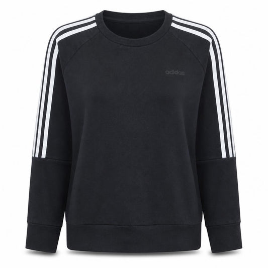 Front view of Adidas Women Black Crew Neck Long Sleeve Pullover Sweatshirt, size 14