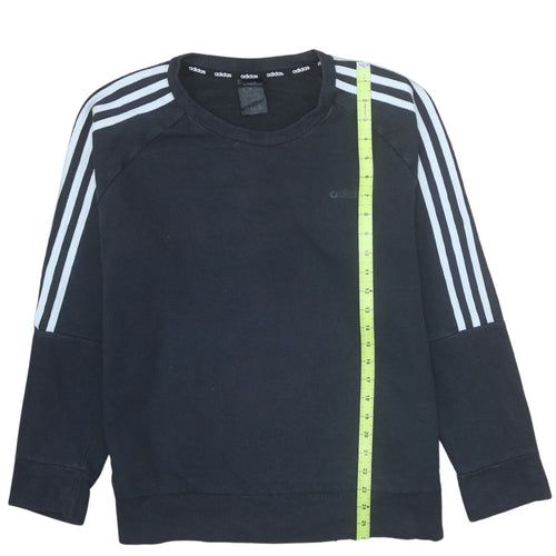 Adidas Women Black Crew Neck Long Sleeve Pullover Sweatshirt Size 14