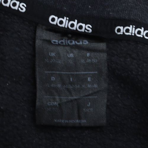 Adidas Women Black Crew Neck Long Sleeve Pullover Sweatshirt Size 14