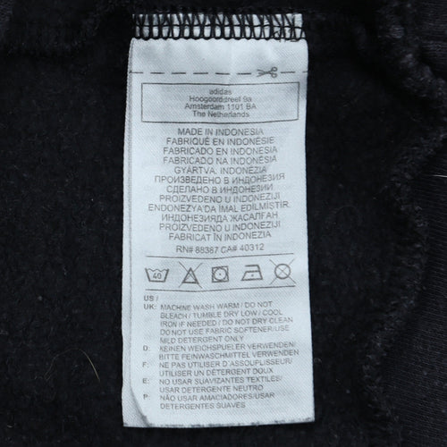 Adidas Women Black Crew Neck Long Sleeve Pullover Sweatshirt Size 14