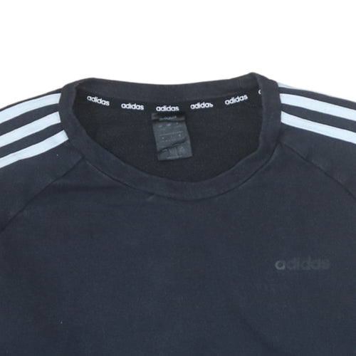 Adidas Women Black Crew Neck Long Sleeve Pullover Sweatshirt Size 14