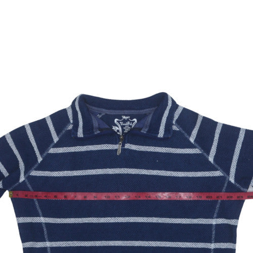 Weird Fish Womens Navy Striped 1/4 Zip Pullover Sweatshirt XL