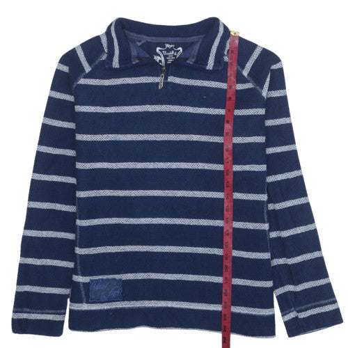 Weird Fish Womens Navy Striped 1/4 Zip Pullover Sweatshirt XL