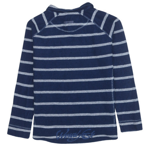 Weird Fish Womens Navy Striped 1/4 Zip Pullover Sweatshirt XL