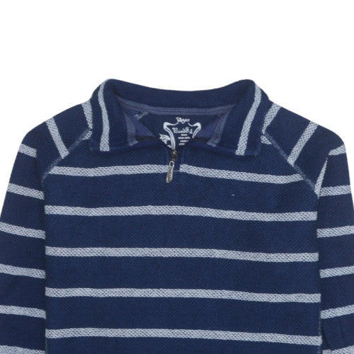 Weird Fish Womens Navy Striped 1/4 Zip Pullover Sweatshirt XL