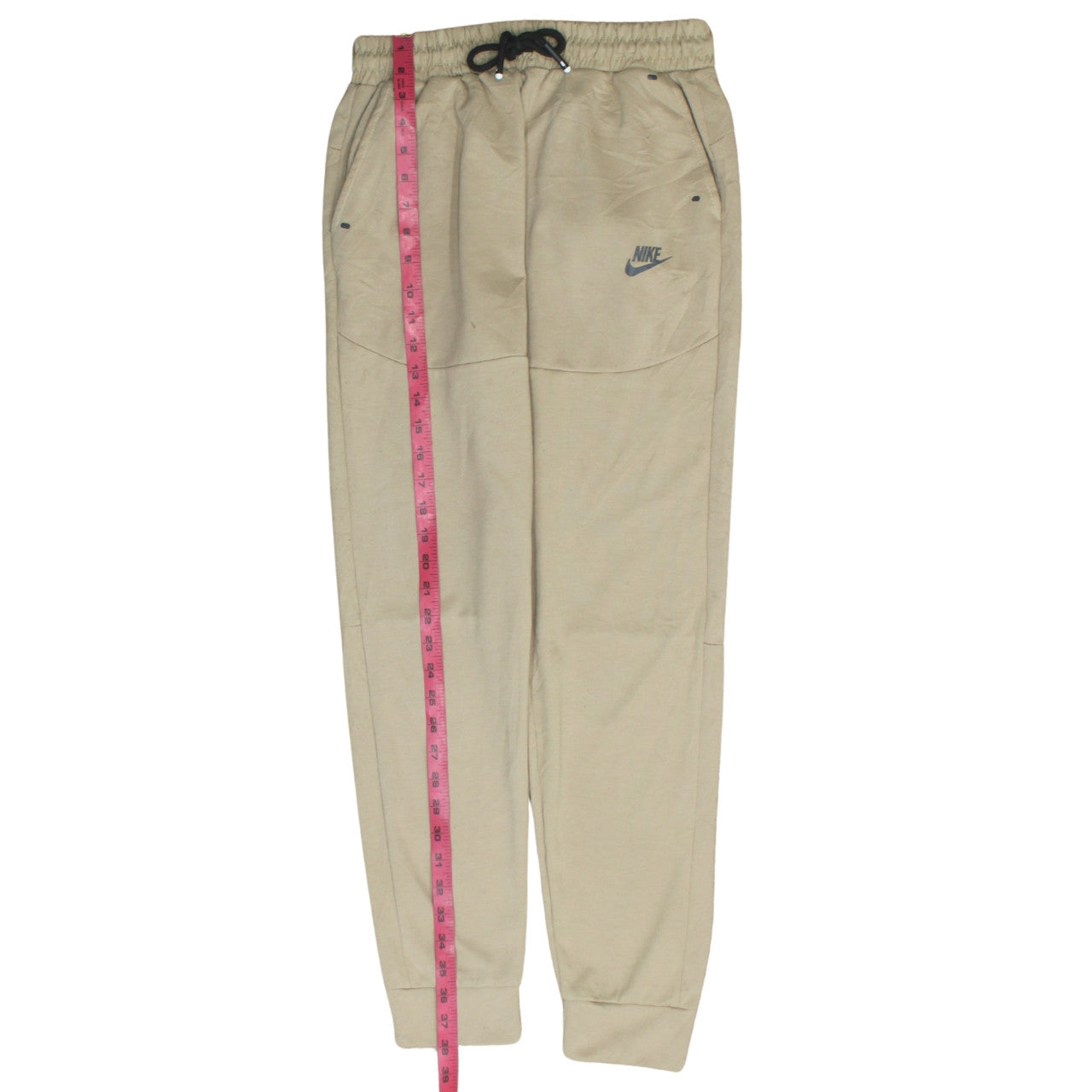 Nike Men Beige Jogger Trousers M Elastic Waist Tapered Fit