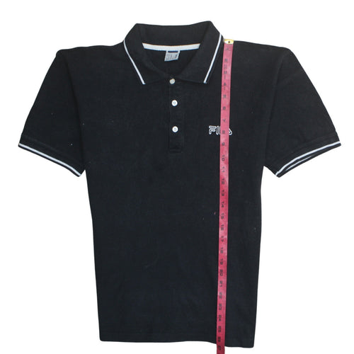 FILA Men's Black Regular Fit Cotton Short Sleeve Polo Shirt M