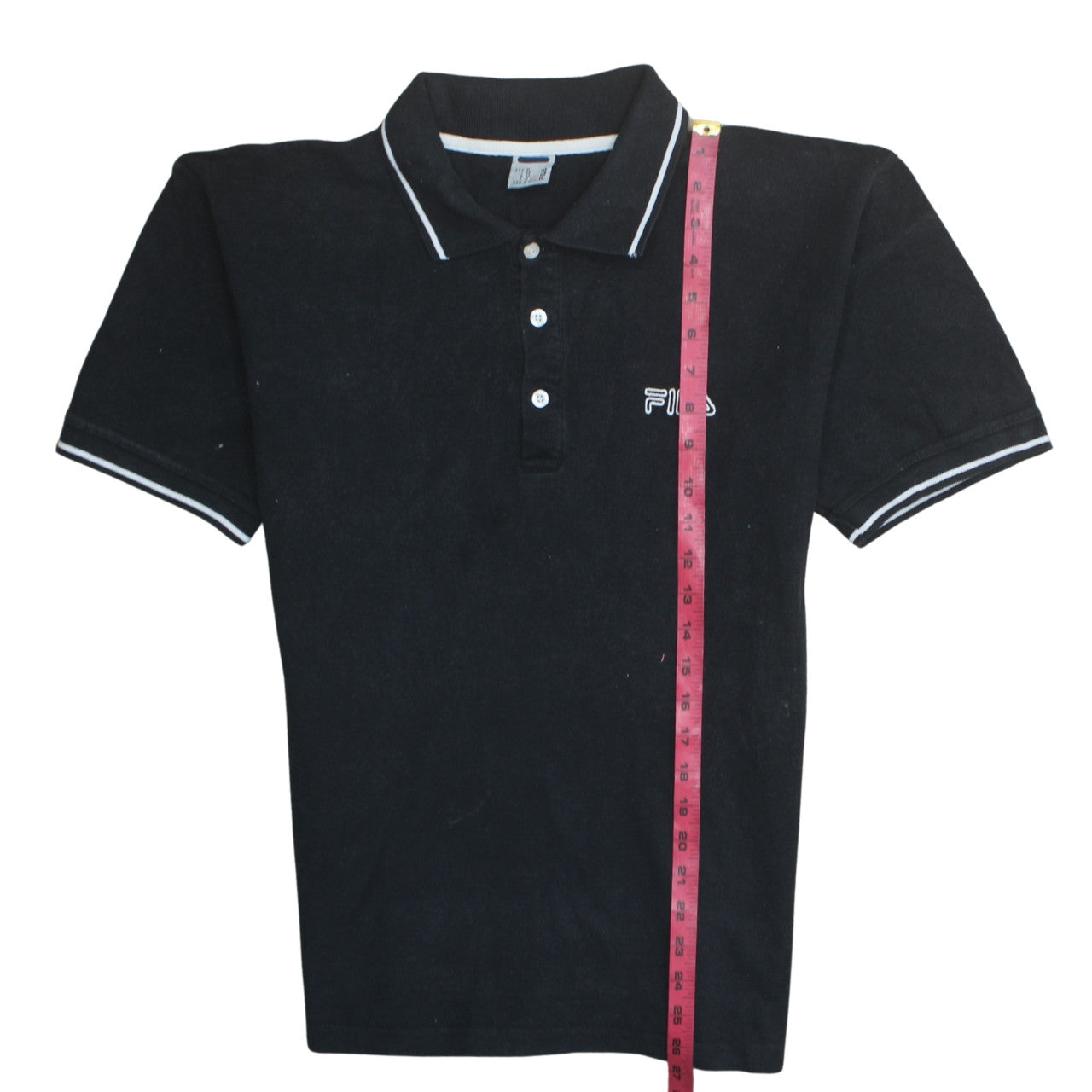 FILA Men's Black Regular Fit Cotton Short Sleeve Polo Shirt M