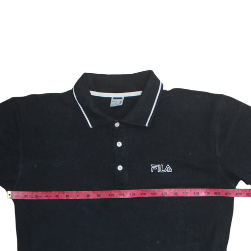 FILA Men's Black Regular Fit Cotton Short Sleeve Polo Shirt M