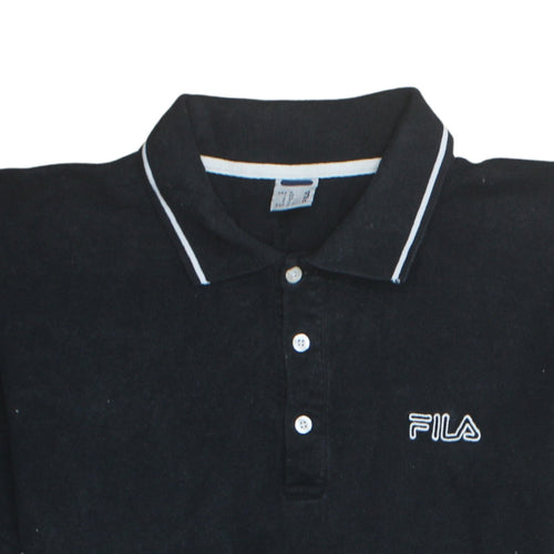 FILA Men's Black Regular Fit Cotton Short Sleeve Polo Shirt M