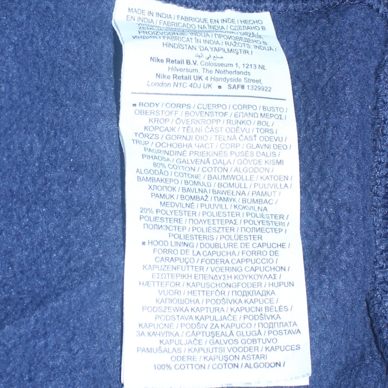 Nike Men's Blue Pullover Hoodie Size M Fleece Sportswear
