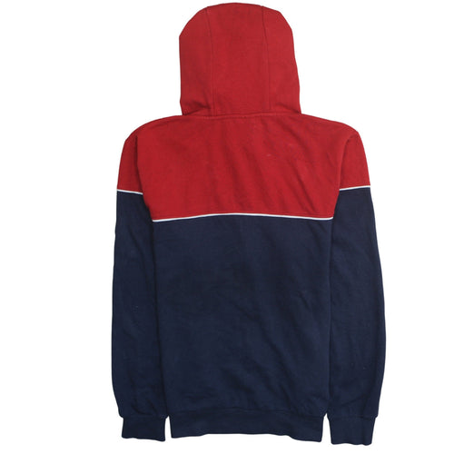 FILA Mens Red Navy Full Zip Hoodie Size M Colour Block Logo Sweatshirt