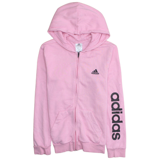 Adidas Womens Pink Full Zip Hoodie Small 8-10 Hooded Sweatshirt