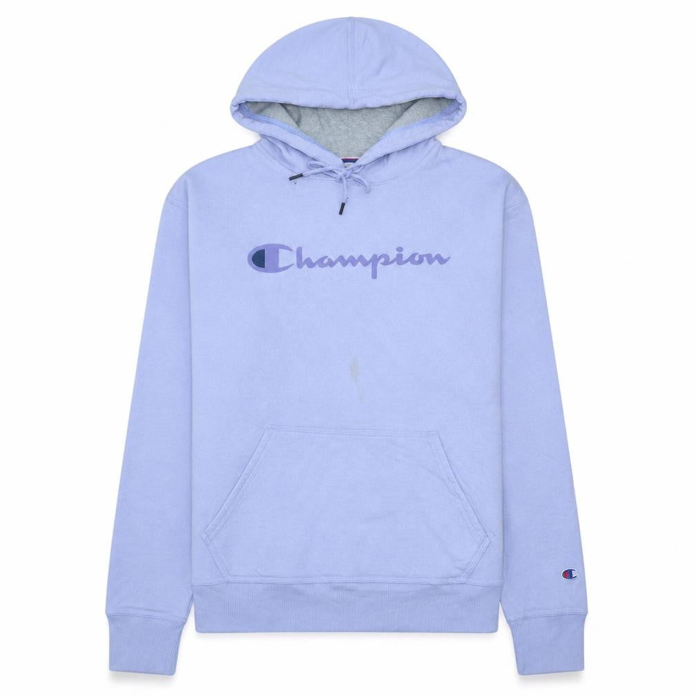 Front view of Champion Women's Light Purple Pullover Hoodie, size L, Cotton Blend